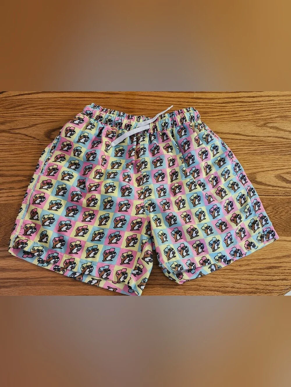 BUCEE'S Kids Pastel Multi-Color Swim Trunks w/ Cartoon Print Size Youth Medium
